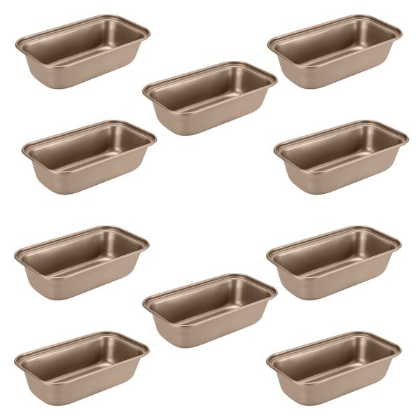 JAPCHET 10 Pack 15.6 x 8.5 cm Mini Loaf Tin, Non Stick Small Bread Loaf Baking Pans, Rectangle Baking Tray for Oven Baking