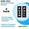4-Pack Push Pull Waterproof Vinyl Stickers for Doors & Windows, 148mm x 50mm
