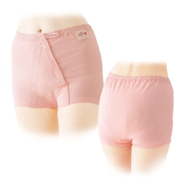 [Made in Japan] Soffit Open Style Women's Shorts Type Paper Pad Combination Diaper Cover Cloth Adult Open Front Nursing Underwear Incontinence Urinary Leak Soft Fit M Size L L Size Nishiki Nishiki Co. L Pink H4086-L-20