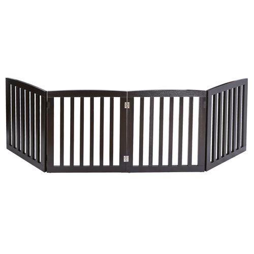 Foldable 4 Panel MDF Pet Gate Fence Entryway Doorway Indoor for Dogs W/Protector