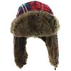 Milani Original Plaid Trapper Styled Hunting Hat - with Fur Red
