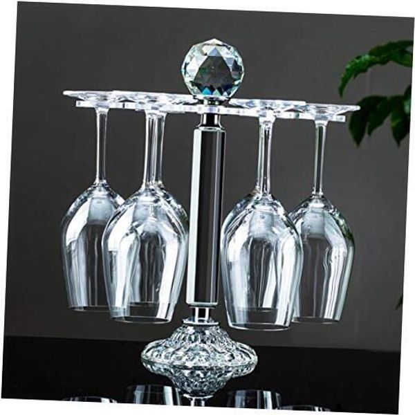 Elegant Desktop Crystal Glass Stemware Rack/Rotate 8 Wine Glass Storage Holder