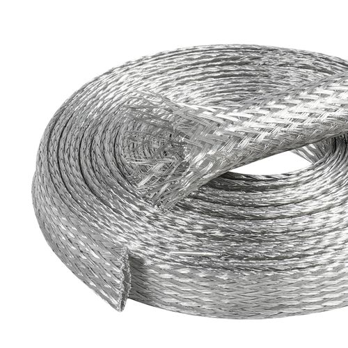 SUNNAREPOON Tinned Copper Wire Shielding Sleeve, Expandable Ground Strap Wiring Braided Sleeving Metal Mesh Sheathing Cabling Wiring Protector (5/16inch - 12ft)