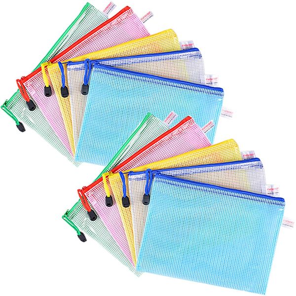 B6 Plastic Zip Wallets,10 Pcs Zip Document Wallet File Zipper Bags for Receipts,Office,School (Multiple Colour)