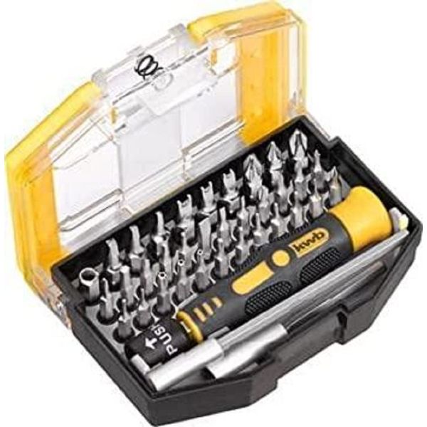 kwb Safety Bits 119200 Bit Box with 37-Piece Screwdriver Bit Set, Yellow