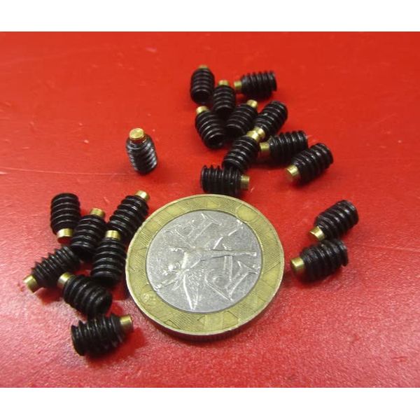 Black Oxide Steel Brass Tip Set Screw, 10-24 Threadd x .250" Thread Length 20 pcs