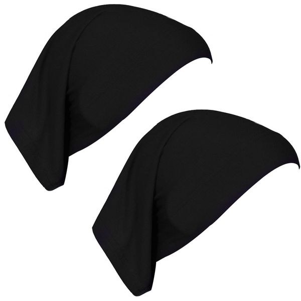 2 Packs Women Hijab Undercap Cotton Tube Cap Hijab Breathable Hijab Cap Underscarf Hijab Scarf for Women Muslim Headscarf Headwrap Black UnderCap for Hijab Underscarf Cap Hijab under caps for women