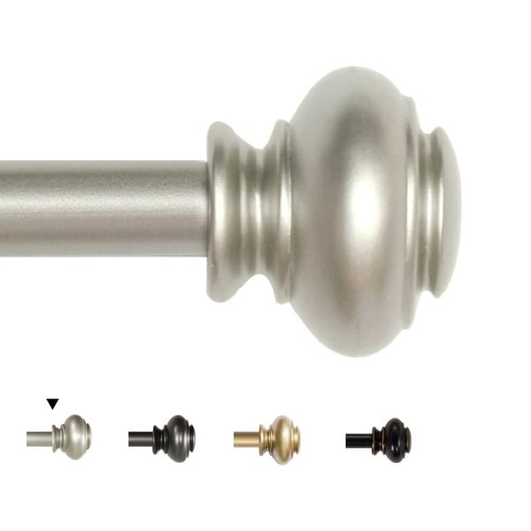 H.VERSAILTEX Window Curtain Rods for Windows 48 to 84 Inches Adjustable Decorative 3/4 Inch Diameter Single Window Curtain Rod Set with Classic Finials, Nickel Finishing