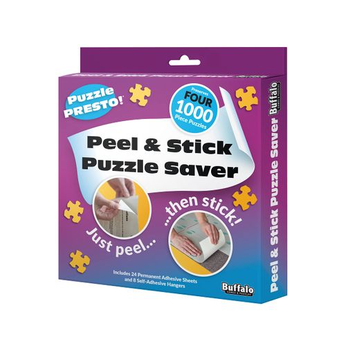 (4 Pack) Puzzle Presto! Peel & Stick Puzzle Saver: The Original and Still The Best Way to Preserve Your Finished Puzzle! 24 Adhesive Sheets and 8 Adhesive Hangars.