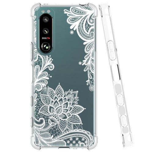 Sidande Case for Xperia 5 IV Case, Sony 5 IV XQCQ62B-GC Case for Girls Women, Clear Floral Soft Flexible TPU Slim Phone Protective Case Cover for Sony Xperia 5 IV Mandala