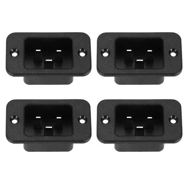sourcing map C14 Panel Mount Plug Adapter AC 250V 10A 3 Pins IEC Inlet Module Plug Power Socket Straight 4pcs