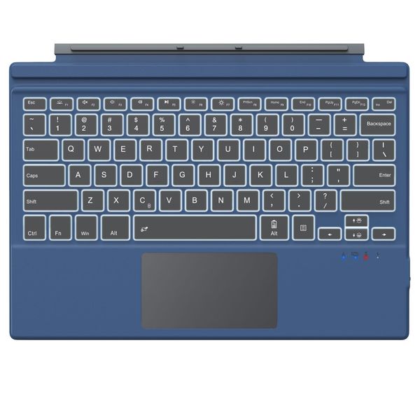 MoKo Type Cover Fit Microsoft Surface Pro 7 Plus/Pro 7/ Pro 6/ Pro 5/Pro 4/3, Ultra-Slim Wireless Bluetooth Tablet Keyboard with Trackpad, 7-Color LED Backlit, Built-in Rechargeable Battery, Indigo