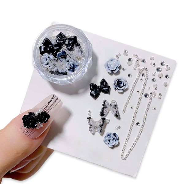 WJRQD Decorazioni per nail art, Camelia e farfalla, decorazioni per unghie, Nail Gems for Manicure DIY Crafts Jewelry Accessories