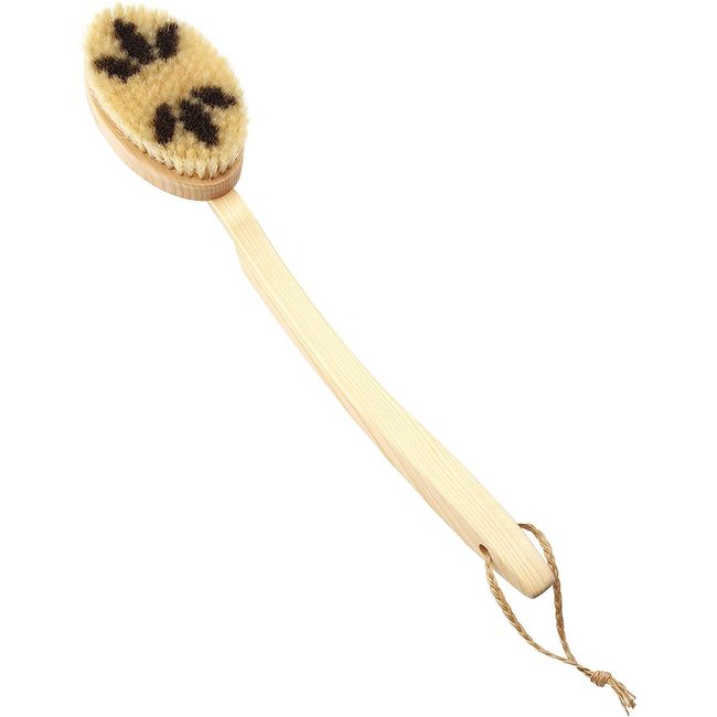 Marna B573 Body Brush, Curved Pattern, Pig Hair, Made in Japan, Natural Hair, Long Pattern, Bath, Body Brush, Easy to Wash Back, Removable, Hanging Storage