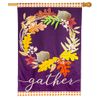 Linen Gather Fall Leaves Wreath Decorative House Flag