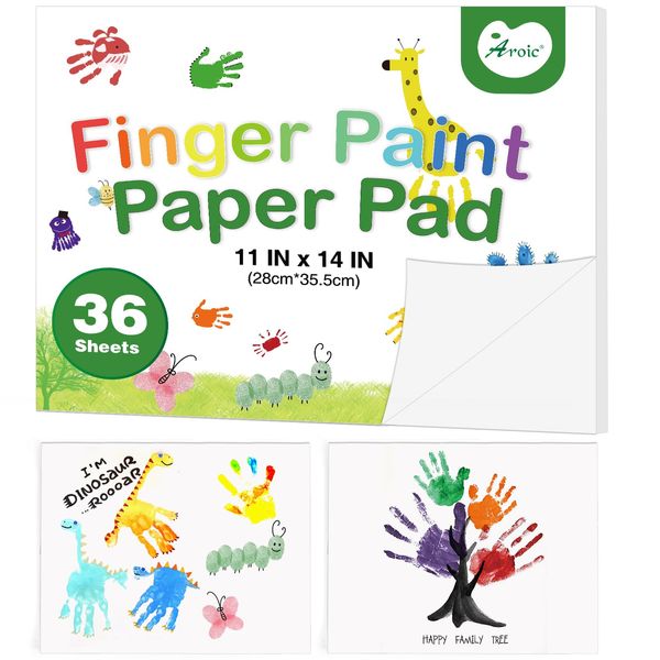 AROIC 36 Sheets Finger Paint Paper 11 x 14 inches, Paint Pad for Kids, Fingerpaint Paper For Toddlers And Kids, Kids Art Supplies, Art Paper Construction Paper for Finger Painting, Drawing