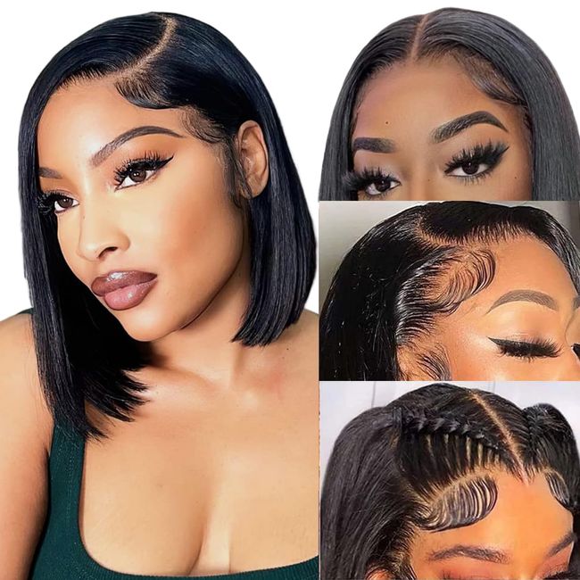 Short Bob Wig Human Hair 13x4 Frontal Bob Wigs Human Hair 180% Density Glueless Wigs Human Hair Pre Plucked Short Bob Wigs for Black Women (10 inch, 13x4 bob wig human hair)