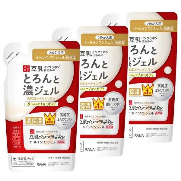 3 sets of Nameraka Honpo Thick Gel Enrich Refill 100g<br> Soy milk isoflavone refill pouch all-in-one gel basic skin care lotion beauty essence milky lotion pack makeup base highly moisturizing cream inexpensive time-saving