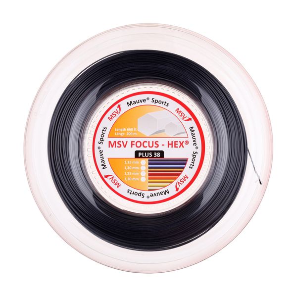 MSV Unisex's Focus-Hex Plus String Reel-Black, 1.2 mm/200 m