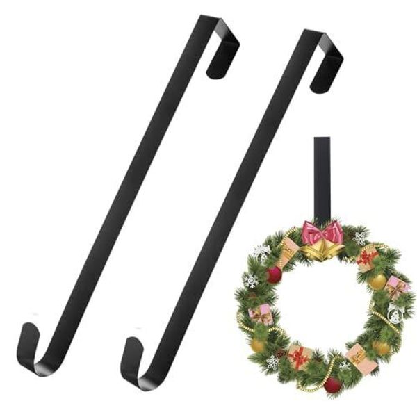 Wreath Hooks for Front Door, 12 Inch Metal Wreath Door Hangers for 2 PCS