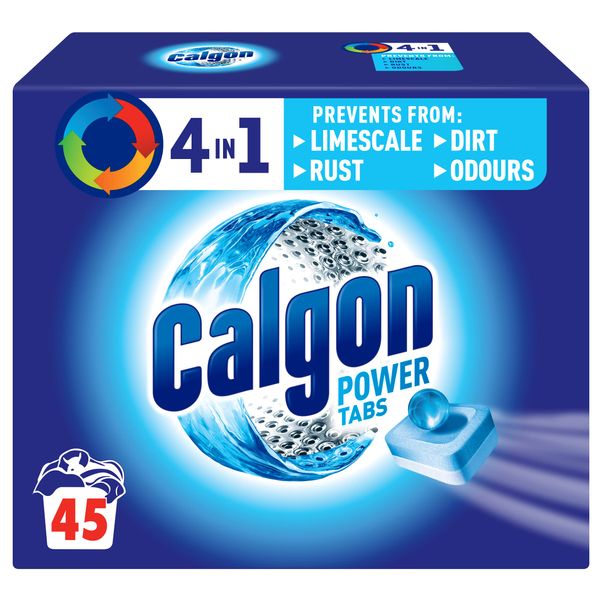 Calgon 4-in-1 Water Softener Tablets, Washing Machine Cleaner, Removes Odours, Limescale & Residue, Deep Clean, Units: 45 Tablets, Size: L Pack, Pack of 45 (Packaging may vary)