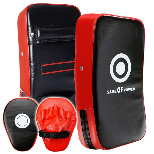 Kick Mitt Punching Mitt Set of 4 for Boxing, Karate, Martial Arts, Diet, Beginner Practice (Kick Mitt, Punch Mitt)