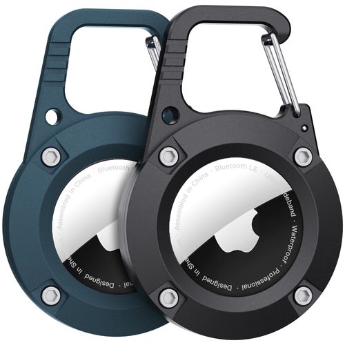 for AirTag Holder 2 Pack,Ultra-Durable Apple AirTag Keychain Case with Carabiner,Waterproof AirTag Holder for Luggage,Keys,Backpack,Car,Bags,Kids(Black&Dark Blue)