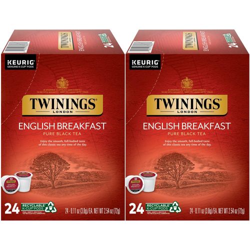 Twinings English Breakfast Tea Single Serve K-Cup Pods for Keurig, Caffeinated, Smooth, Flavourful, Robust Black Tea, 24 Count (Pack of 2)