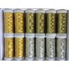 12 Gold, Light Gold & Silver Metallic Sewing Thread - 200 Meters each
