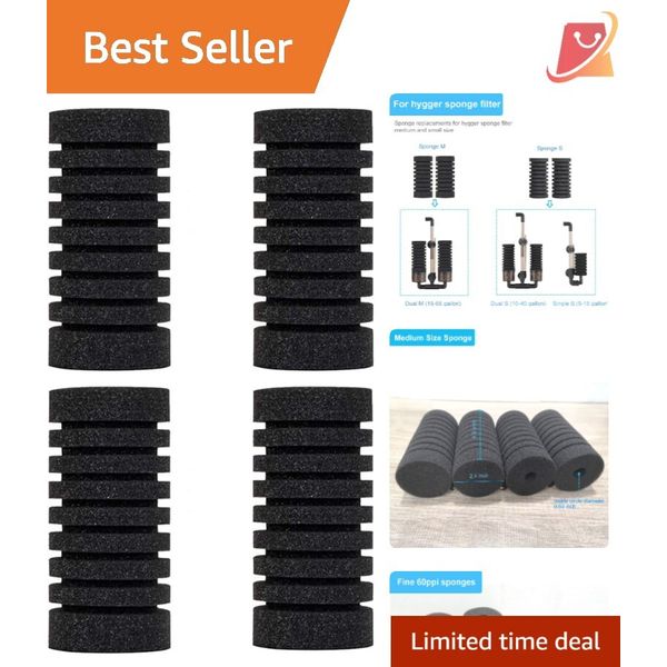 Pack of 4 Aquarium Filter Sponges Medium Washable Soft High Absorption Fish Use