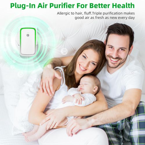 8 Pack 2025 Air Ionizer Purifier for Home Negative Ion Air Purifier Plug In Quiet Air Cleaner with Nightlight for Bedroom, Office, Kitchen, Portable Air Filter Odor, Smoke Dust, Pets