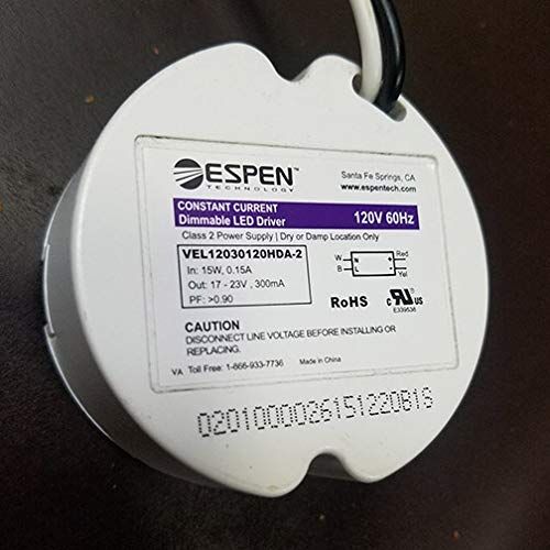 Espen LED Driver VEL12030120HDA-2 (17-23V) Constant Current, 300mA, Max. 12W, 120V Input, High Power Factor