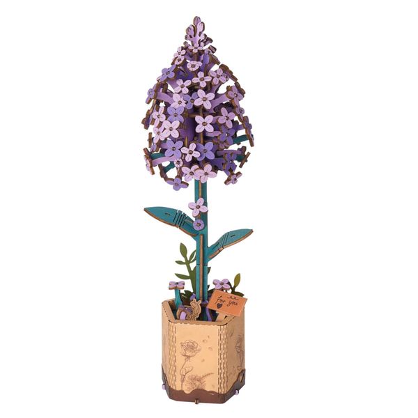 ROBOTIME 3D Puzzle Wooden Flower Lilac DIY Model Kit to Build for Adults Artifical Bouquet Collection Craft Brain Teaser Puzzle Creative Gift Home Decor