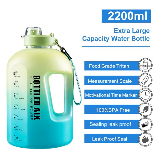 2200ml Large Capacity Water Bottles With Straw Gym Fitness