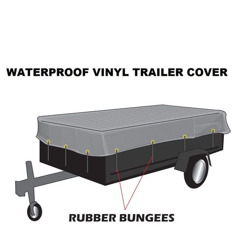 XTARPS - 6 x 10 - Heavy Duty Waterproof Vinyl Trailer Tarp with 10 pc Rubber Bungee