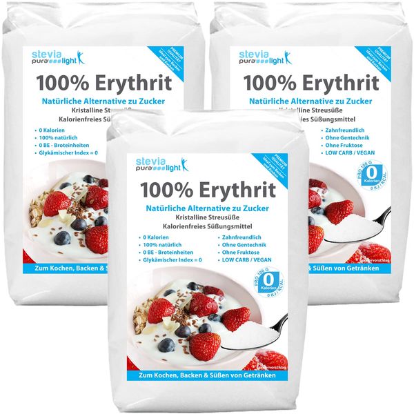 Erythrit | Natürliche Süße zuckerfrei | kalorienfreier Zuckerersatz | Vegan & zahnfreundlich | Zucker Alternative zum Kochen & Backen | 3kg