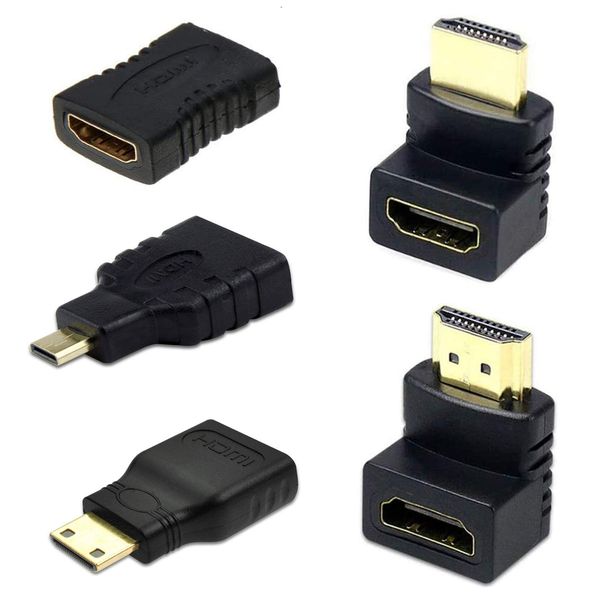 Samcos HDMI Adapter Connector 5 Type Mini HDMI & Micro HDMI 90° 270 Degree L Type Extension Connector Compatible with All