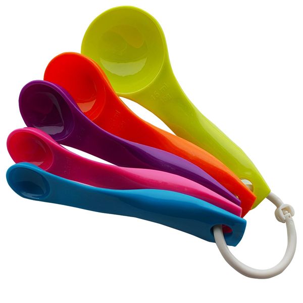 NPOW Measuring Spoons Sets, 5pcs Teaspoons & Tablespoon Measuring Spoon, Small Plastic Spoons, Kitchen Measuring Spoons, Plastic Teaspoons, Plastic Scoop, Table Spoons Measure, Medicine Measure Spoon