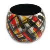 Avalaya Wide Chunky Wooden Bangle Bracelet with Checked Pattern in Black/Red/Yellow/White - Medium Size