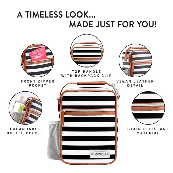 Fit & Fresh Foundry, Thayer Insulated Lunch Bag with 2 Food Containers, Reusable Lunch Box, Mini Cooler Bag, Perfect for Work, College, Picnics