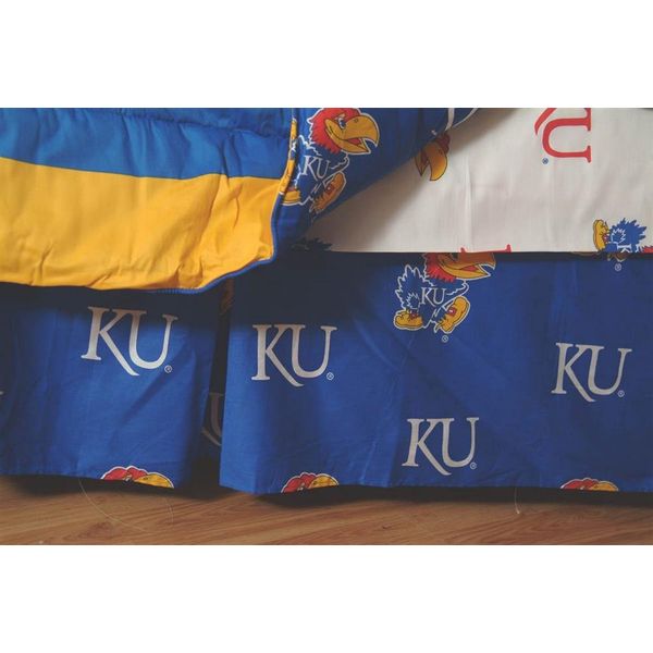 College Covers Everything Comfy Kansas Jayhawks Dust Ruffle Bed Skirt, Full