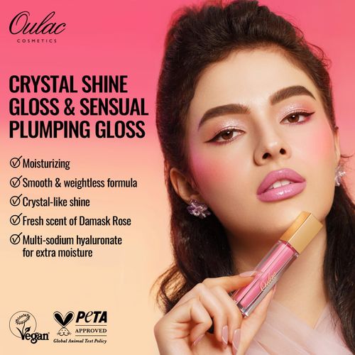 Oulac Crystal Shine Lip Gloss, Iluminate, Pink, Nude