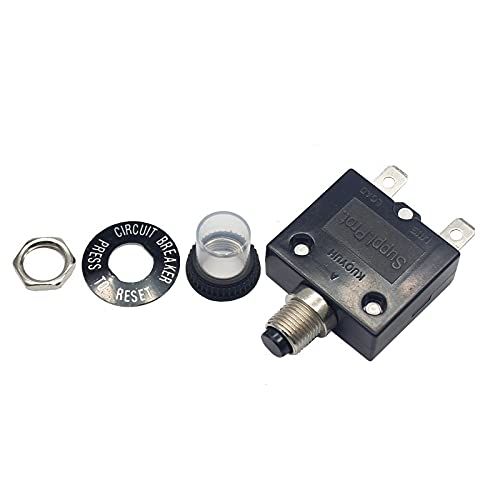 KUOYUH USA 40 Amp 98 Series Quick Connect Terminals Push-to-Reset Thermal Circuit Breaker with Transparent Waterproof Button Dust Cover (1 Pack)
