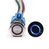 Aoling Momentary Push Button Switch with Blue LED Pilot Lamp 19mm Small Waterproof Car Push Button Switch 12V-24V Plated Silver with Connector Socket Durable On Off Control