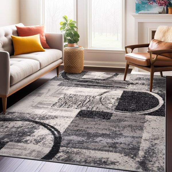 Rugshop Area Rug Abstract Circle Cream Rugs for Dining Room Rugs for Sale 5x7