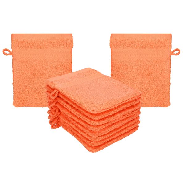 Betz PREMIUM Wash Gloves 10-piece set - terry flannels for face cleaning - made of 100% cotton - baby wash mitt colour blood orange