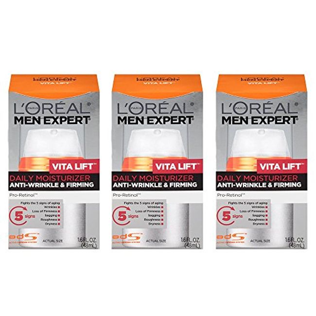 L'Oreal Paris Skin Care Men Expert Vita Lift Anti-Wrinkle and Firming Daily Moisture, 3 Count