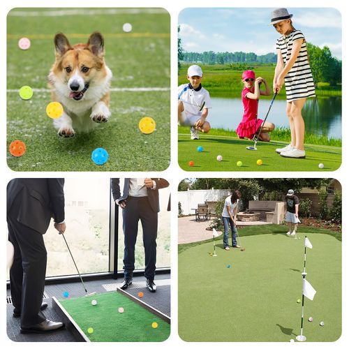 THIODOON Golf Practice Ball Air Flow Hollow Practice Golf Balls 40mm Plastic Golf Balls for Swing Practice Driving Range Home Outdoor Golf Games for Adults Kids 12 Pack (Mixed Color, 12 pcs)