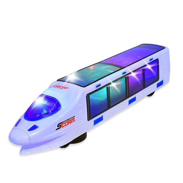 WolVolk Beautiful 3D Lightning Electric Bullet Train Toys for Boys 4-7- Electric Toy Train - Toy Bullet Train with Music, goes Around and Changes Directions on Contact