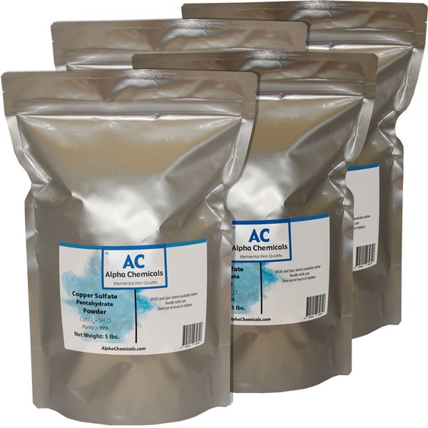20 Pounds - Copper Sulfate Pentahydrate Powder - 99% Pure